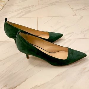 Green Suede Everlane Editor Kitten Heels, size 9.5